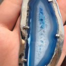 925 Blue Agate Stone pendant necklace Taxco Mexico A2643