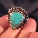 925 Silver Tibetan Turquoise stone Ring jewelry art Nepal Size 10 US