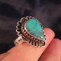 925 Silver Tibetan Turquoise stone Ring jewelry art Nepal Size 10 US