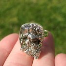 925 Silver Natural  Pyrite Stone Ring Taxco Mexico Size 7.25US adjustable A3967