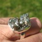925 Silver Natural Pyrite Stone Ring Taxco Mexico Size 7.25US adjustable A3967