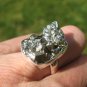 925 Silver Natural Pyrite Stone Ring Taxco Mexico Size 7.25US adjustable A3967
