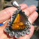 925 Silver Pendant Amber Necklace Taxco Mexico A2948 925 Silver Pendant Amber Necklace Taxco Mexico A2948