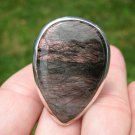 925 Silver Black Rutile Quartz Ring Taxco Mexico Size 8.75 US  A2749