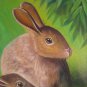 Hand Made Rabbit Hare Animal Oil Painting Cambodia Cambodian Art A22