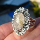 925 Silver Golden Rutile Quartz Ring Taxco Mexico Size 7 A6385