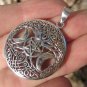925 Silver Pentagram Double Moon Celtic Pendant Thailand Jewelry Art A487