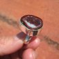 Natural 925 Silver Agate Geode Stone Taxco Mexico Size 8 Adjustable 7-9 US A265