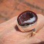 Natural 925 Silver Agate Geode Stone Taxco Mexico Size 8 Adjustable 7-9 US A265