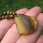 Happy Buddha Tiger Tigers Eye stone Pendant Necklace Thailand jewelry art A4298