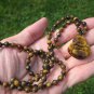 Happy Buddha Tiger Tigers Eye stone Pendant Necklace Thailand jewelry art A4298