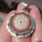 925 Silver Agate Geode Pendant Necklace Taxco Mexico Jewelry UNF184