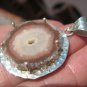925 Silver Agate Geode Pendant Necklace Taxco Mexico Jewelry UNF184
