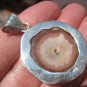 925 Silver Agate Geode Pendant Necklace Taxco Mexico Jewelry UNF184