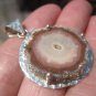 925 Silver Agate Geode Pendant Necklace Taxco Mexico Jewelry UNF184