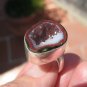 925 Silver Agate Geode Ring Taxco Mexico Size 8 ( 7-9 ) Adjustable A680