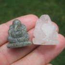 Set 2 Jade and Quartz Ganesh Ganesha Stone Mineral Art  Northern Thailand A8