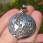 925 Silver World Map Globe Pendant Necklace A46