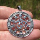 925 Silver Ohm Zodiac Calendar Spiritual Symbol Pendant Necklace 24