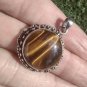 925 Sterling Silver Tiger Eye Stone Pendant Nepal CH7356