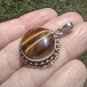 925 Sterling Silver Tiger Eye Stone Pendant Nepal CH7356
