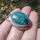 925 Silver Tibetan Turquoise Pendant Necklace CH588