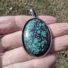 925 Silver Sonora Turquoise Pendant Necklace Jewelry Art Nepal CH578