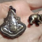 Set 2 Hanuman Monkey God Brass Metal Elephant statue Amulet EF633