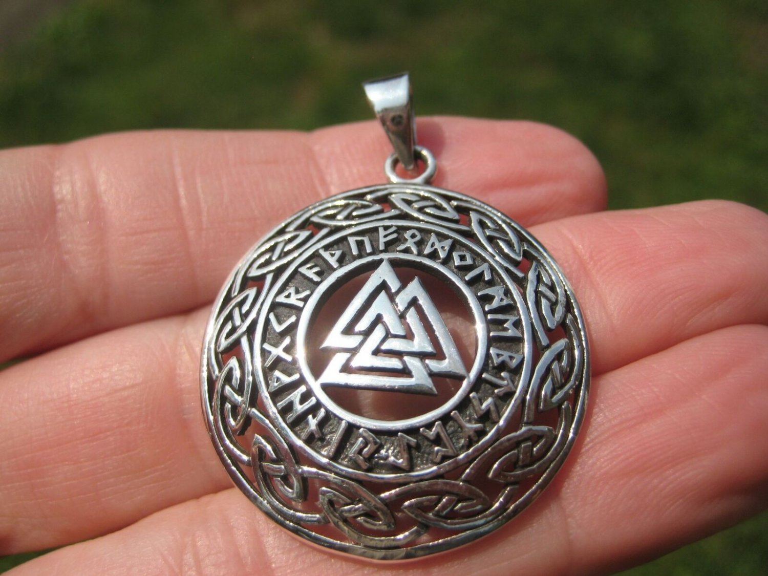 925 Silver Valknut Triquetra Triangle Norse Viking Germanic Runes ...