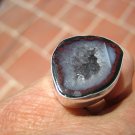 925 Silver Agate Geode Druzy Ring Taxco Mexico Size 7.5 A37584