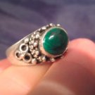 925 Silver Malachite Ring Nepal Jewelry Size 9 (8.75) AN6544