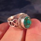 925 Silver Tibetan Turquoise stone Ring jewelry art Nepal Size 5.75 US