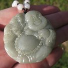 Jadeite Jade Happy Buddha Pendant Necklace Thailand Jewelry Art A233347