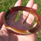 Natural Brown Agate Bangle Bracelet Thailand Jewelry Art A3644