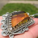 925 Silver Chiapas Amber Pendant Necklace Taxco Mexico A2849 925 Silver Chiapas Amber Pendant Necklace Taxco Mexico A2849