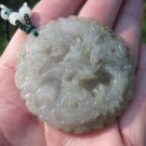 Natural Jadeite Jade Dragon Pendant Necklace Amulet Myanmar A2656 Natural Jadeite Jade Dragon Pendant Necklace Amulet Myanmar A2656