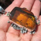 925 Silver Chiapas Amber Pendant Insect Opal Taxco Mexico A5299 925 Silver Chiapas Amber Pendant Insect Opal Taxco Mexico A5299