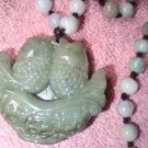 Natural Jadeite Jade Carp Goldfish Pendant Necklace Myanmar CH552