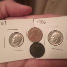 Lot Coins Roosevelt Dimes 1957 P And 1956 D Wheat Pennies 1942 1945 Ch6322 Lot Coins Roosevelt Dimes 1957 P And 1956 D Wheat Pennies 1942 1945 Ch6322