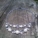 Clear Glass Bead and Pearl Necklace