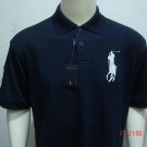 Mens Navy Blue Ralph Lauren Polo Big Pony shirt with embroided 3