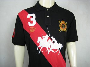 Mens Black and Red Ralph Lauren Polo shirt with embroided 3