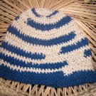 single crochet blue striped toboggan