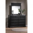 Distressed Ebony 9 Drawer Tall Boy Dresser with Mirror 780