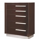 B99 Wenge Five-Drawer Chest with Metallic Handles and Base