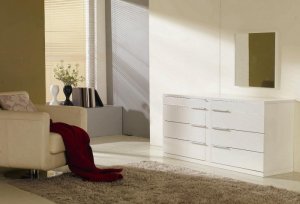 Alaska Modern white lacquer 5pc Bedroom Set