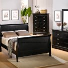Queen Size Louis Philippe 6pc Bed Room Set In Black Finish