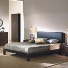 Modern Style Brown Leather Headboard Queen Platform Bed Madrid