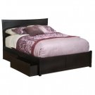 Atlantic Furniture Miami Queen Size Bed with Flat Panel Footboard with Two Drawers