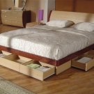 Symphony Queen Size Modern Platform Bed with Storage Drawers in Cherry